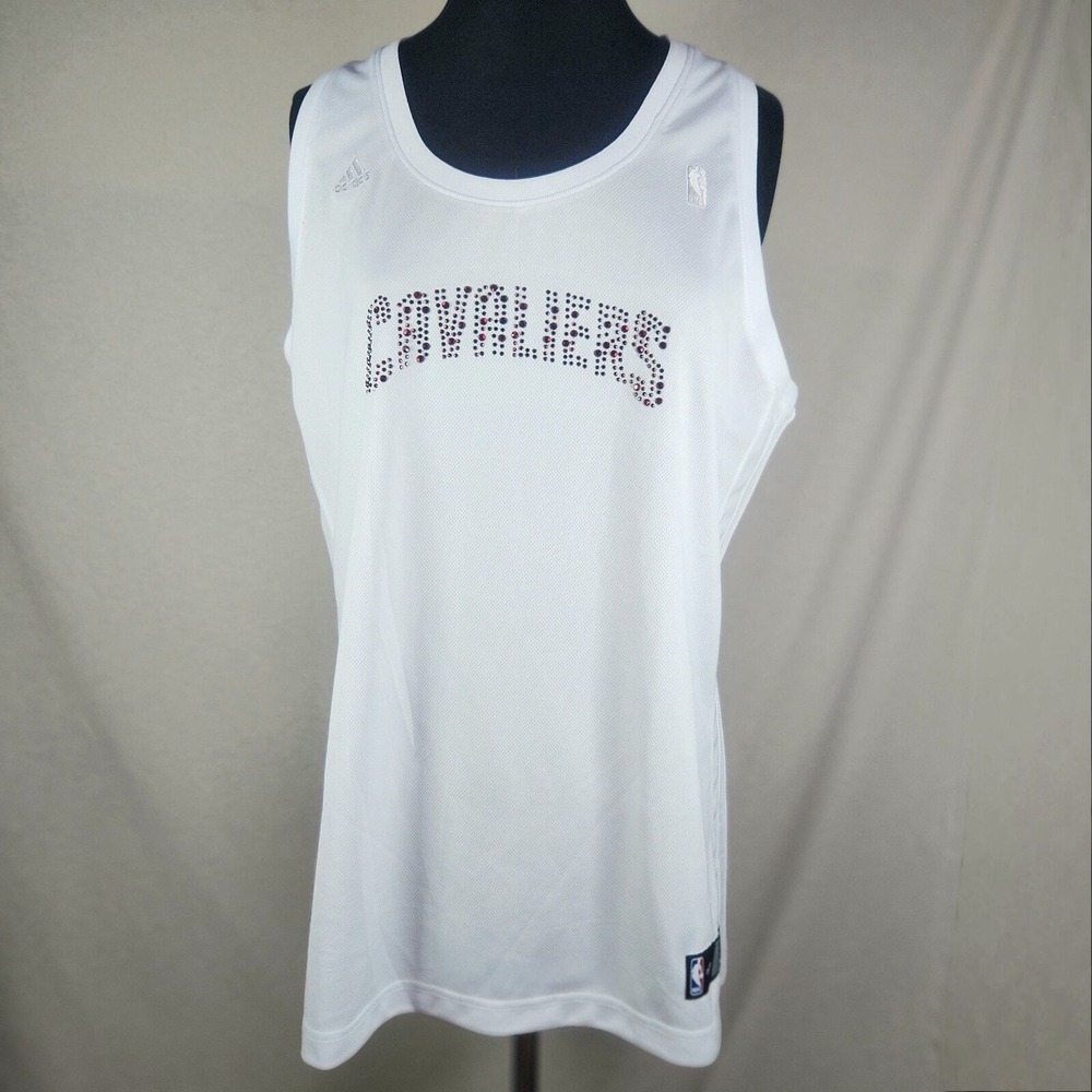 NWOT Cleveland Cavaliers NBA‎ 4her Adidas 2X Jersey White With Red Rhinestones